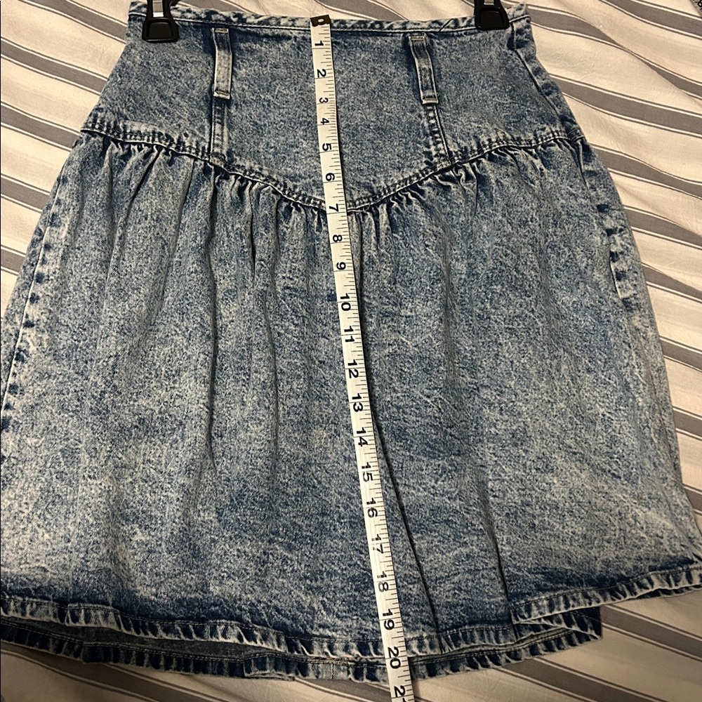 Vintage Mixed Blues Stone Washed Jean Denim Ruffle Skirt Y2K S or XS - Picture 10 of 11